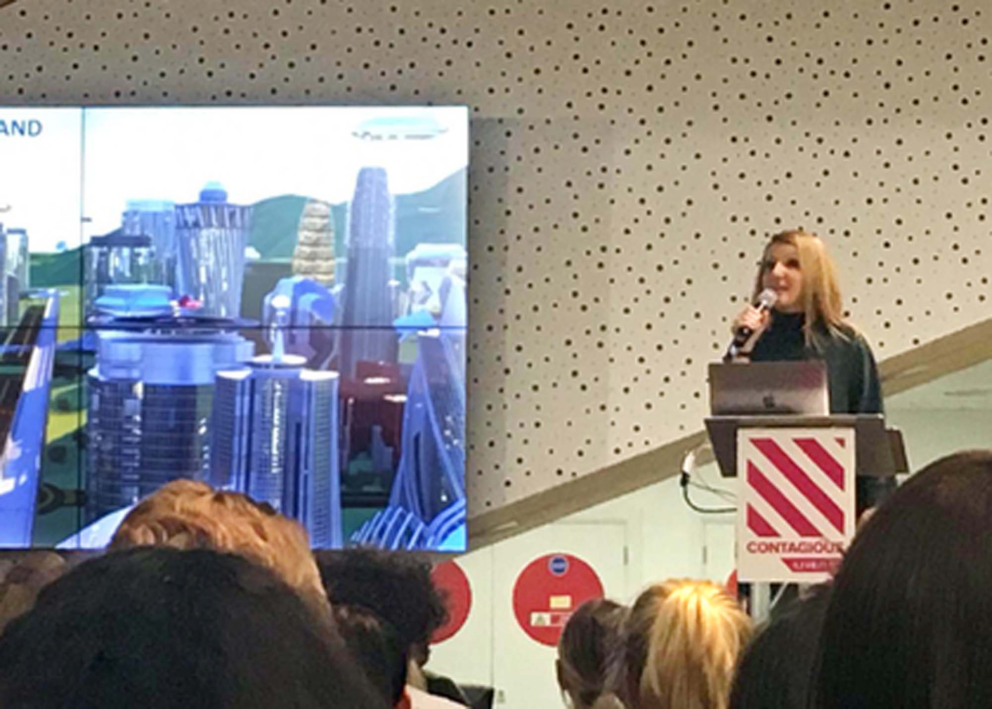 Andreea Hirica, Head of Strategy and Foresight at Alchemiser speaking at Contagious Ideas in London